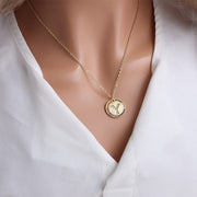 Gold English Letter Round Necklace