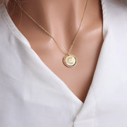 Gold English Letter Round Necklace