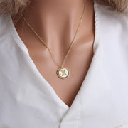 Gold English Letter Round Necklace