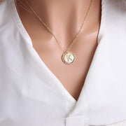 Gold English Letter Round Necklace