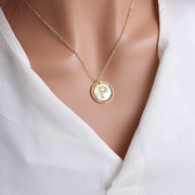 Gold English Letter Round Necklace