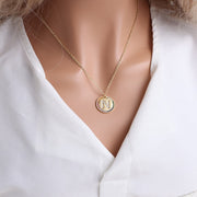 Gold English Letter Round Necklace