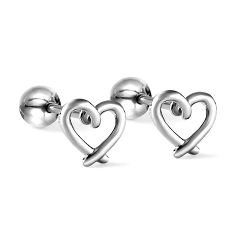 Heart Stud Earrings Stainless Steel