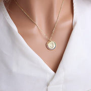 Gold English Letter Round Necklace