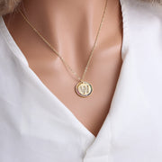 Gold English Letter Round Necklace