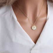 Gold English Letter Round Necklace