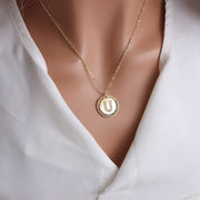 Gold English Letter Round Necklace