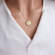 Gold English Letter Round Necklace