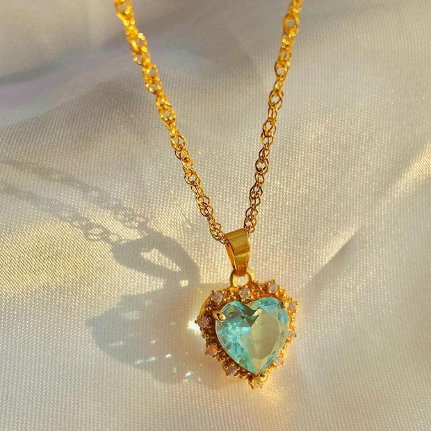 Colorful Rhinestones Heart-Shaped Necklace