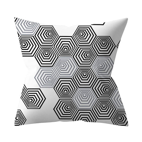 Gray Geometric Printed Polyester Cushion Cover- Hot Sale!::FREE SHIPPING!!