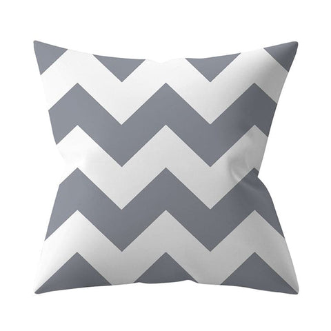 Gray Geometric Printed Polyester Cushion Cover- Hot Sale!::FREE SHIPPING!!