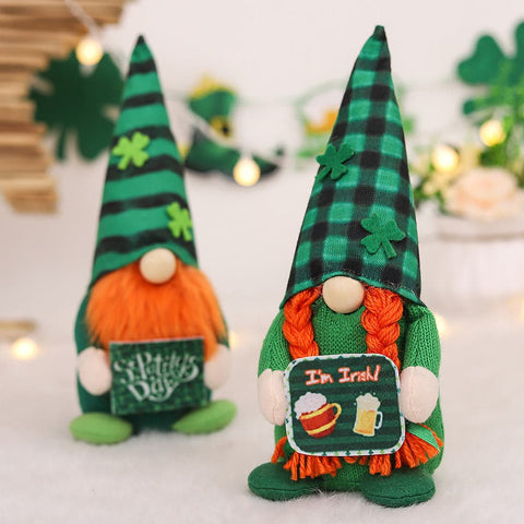 Irish St Patrick's Day Striped Plaid Hat Couple Doll