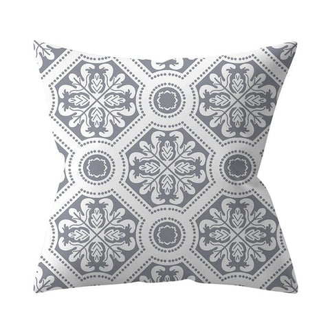 Gray Geometric Printed Polyester Cushion Cover- Hot Sale!::FREE SHIPPING!!