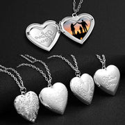 Carved Design Necklace Personalized Heart-Shaped Photo Frame Pendant