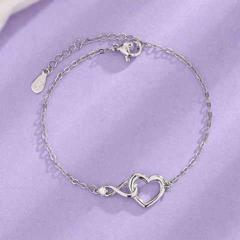 Platinum/Gold Zirconia Heart-Shaped High Quality Bracelet