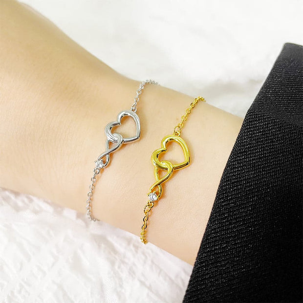 Platinum/Gold Zirconia Heart-Shaped High Quality Bracelet