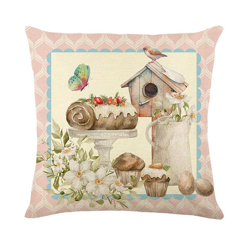 Easter Print Linen Cushion Cover