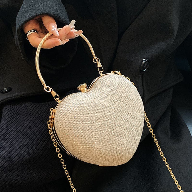 New Fashion Chain Crossbody Handheld Heart  Design Bag