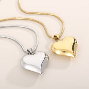 Stunning Gold/Silver Titanium Necklace with  Heart-Shaped Titanium Pendant