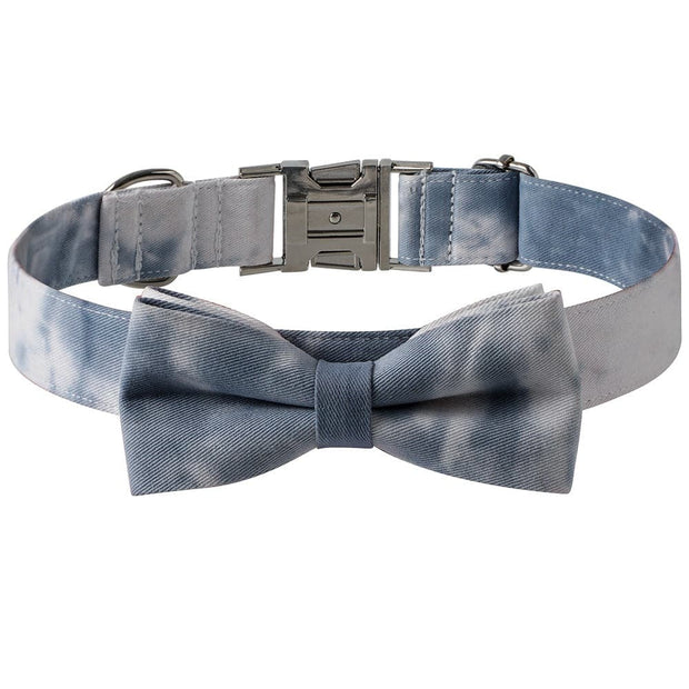 New Cotton Tie-dye Pet Collar Alloy Buckle + Bow::FREE SHIPPING!!