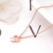 Women's Diamond-embedded Love Rose Gold Necklace - Titanium Steel