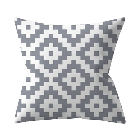 Gray Geometric Printed Polyester Cushion Cover- Hot Sale!::FREE SHIPPING!!