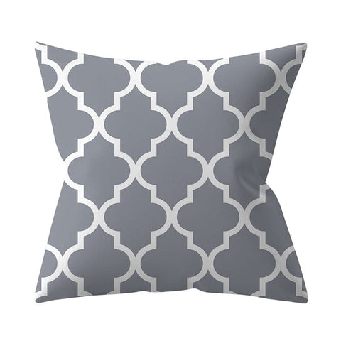 Gray Geometric Printed Polyester Cushion Cover- Hot Sale!::FREE SHIPPING!!