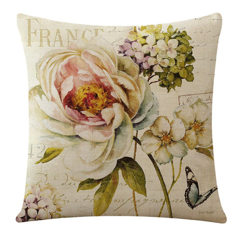 Flowers And Plants Flax Cushion Cover:: FREE SHIPPING!!